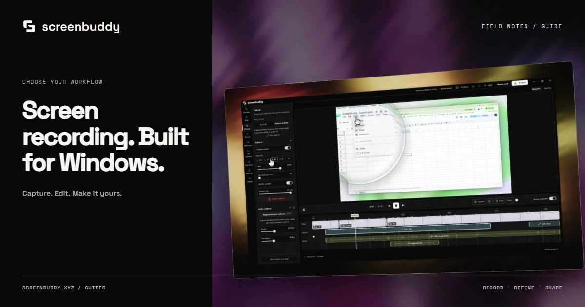 ScreenBuddy footage and editor artwork for Best Screen Recorder for Windows