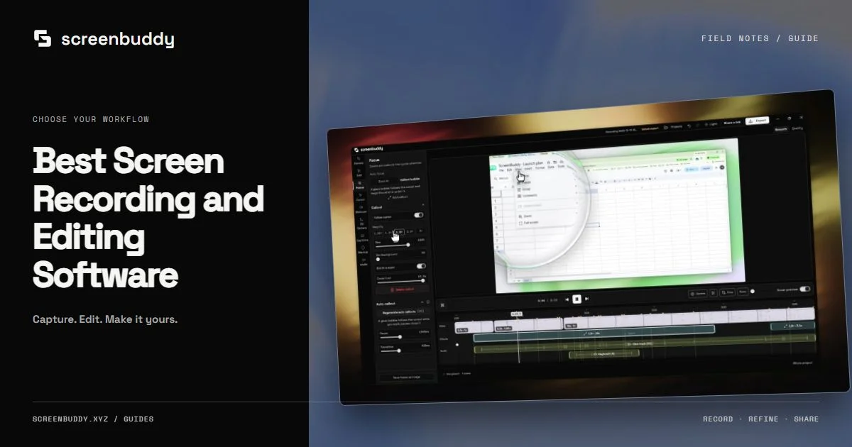 ScreenBuddy footage and editor artwork for Best Screen Recording and Editing Software