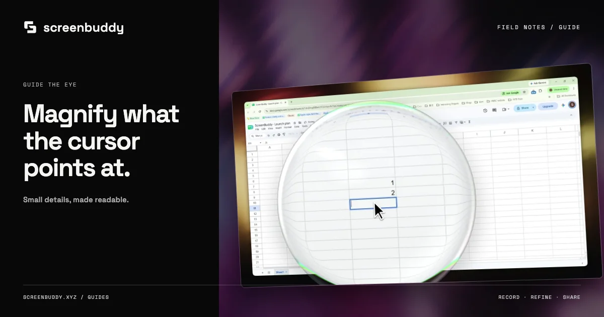 ScreenBuddy footage and editor artwork for How to Magnify the Cursor in a Screen Recording