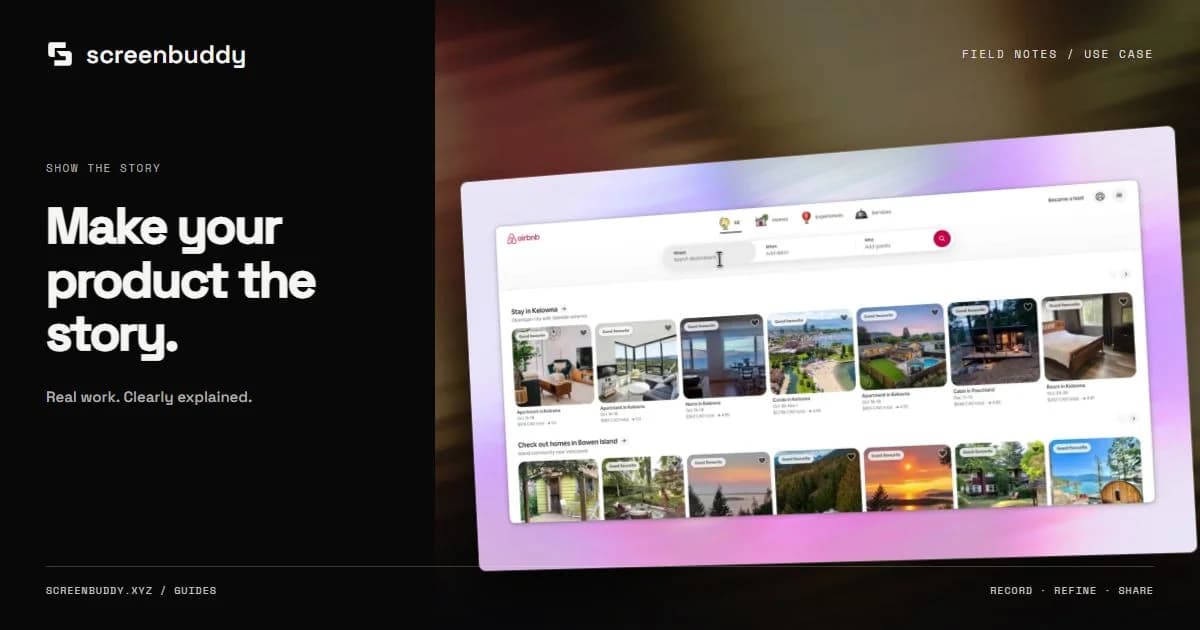 ScreenBuddy footage and editor artwork for Product Demo Video Maker: A Practical Recording Workflow