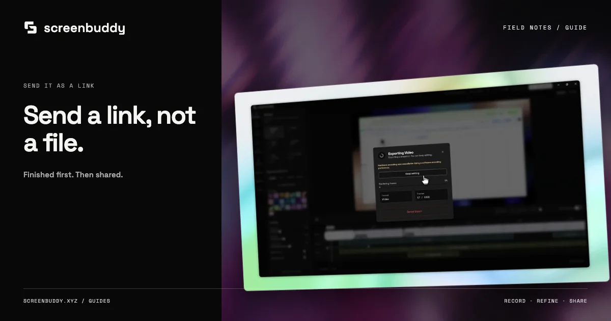 ScreenBuddy footage and editor artwork for How to Share a Screen Recording as a Link