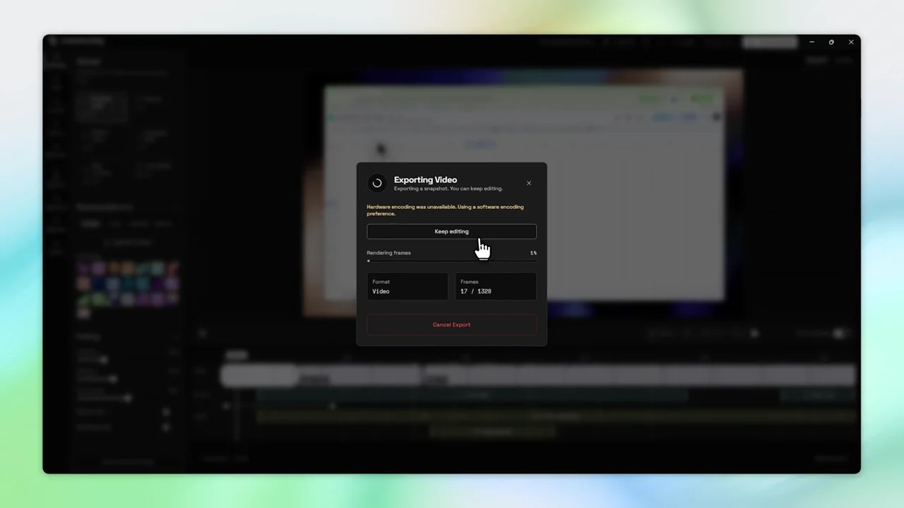 Keep editing while you export, a ScreenBuddy recording example