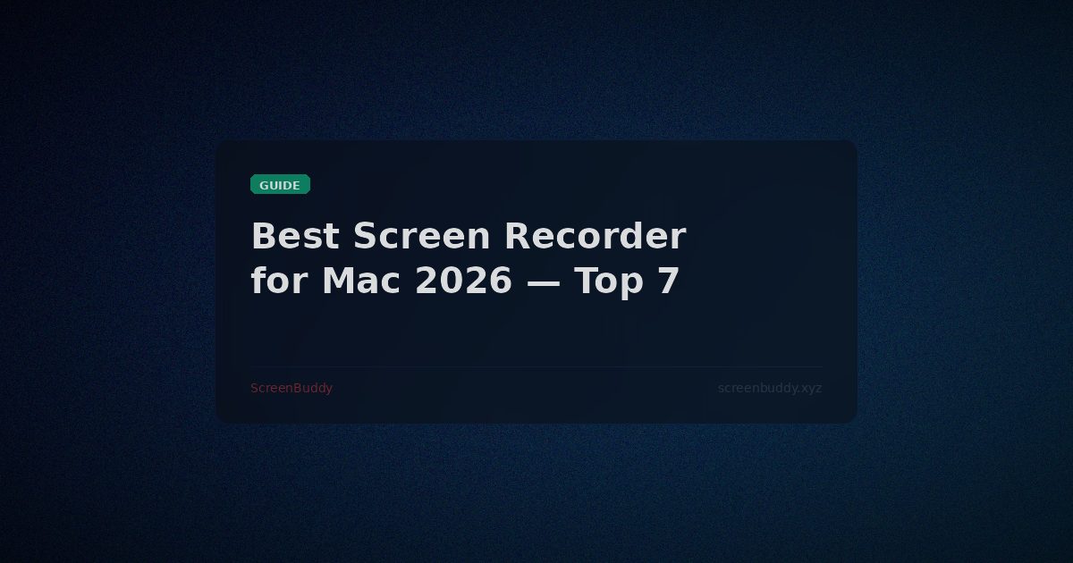 Best Screen Recorder for Mac 2026 — Top 7 Compared