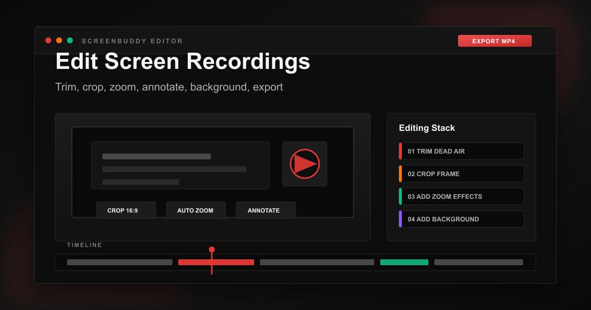 Mac screen recorder workflow with captions, transcript export, and polished editing
