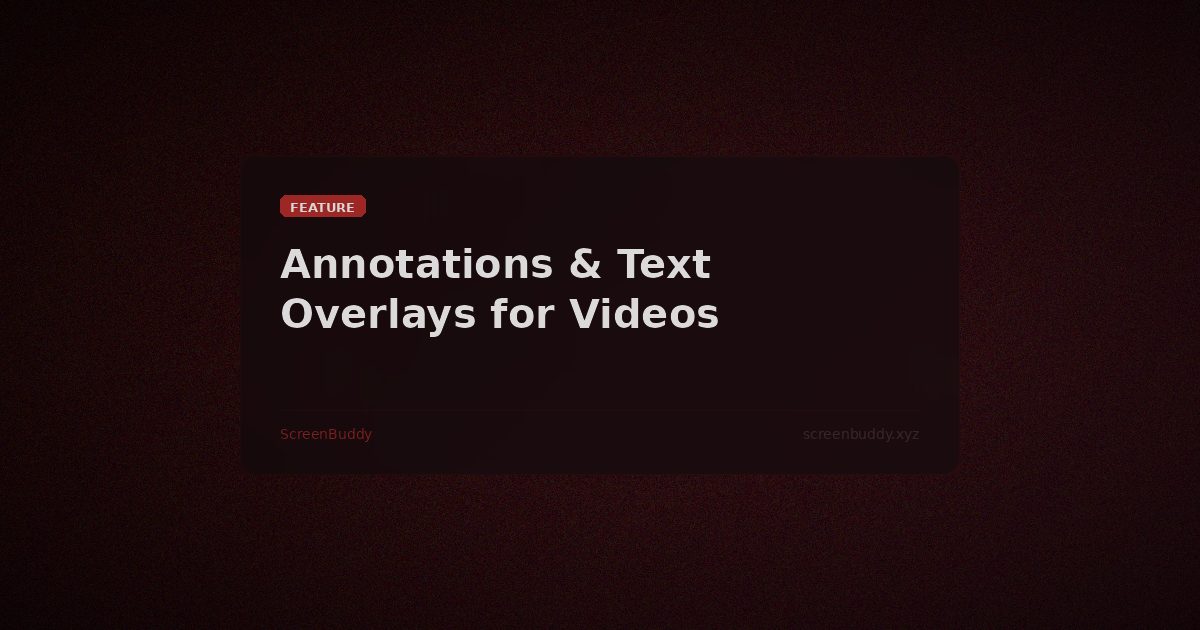 ScreenBuddy annotation toolbar showing text overlay, arrow, and image overlay tools on a screen recording