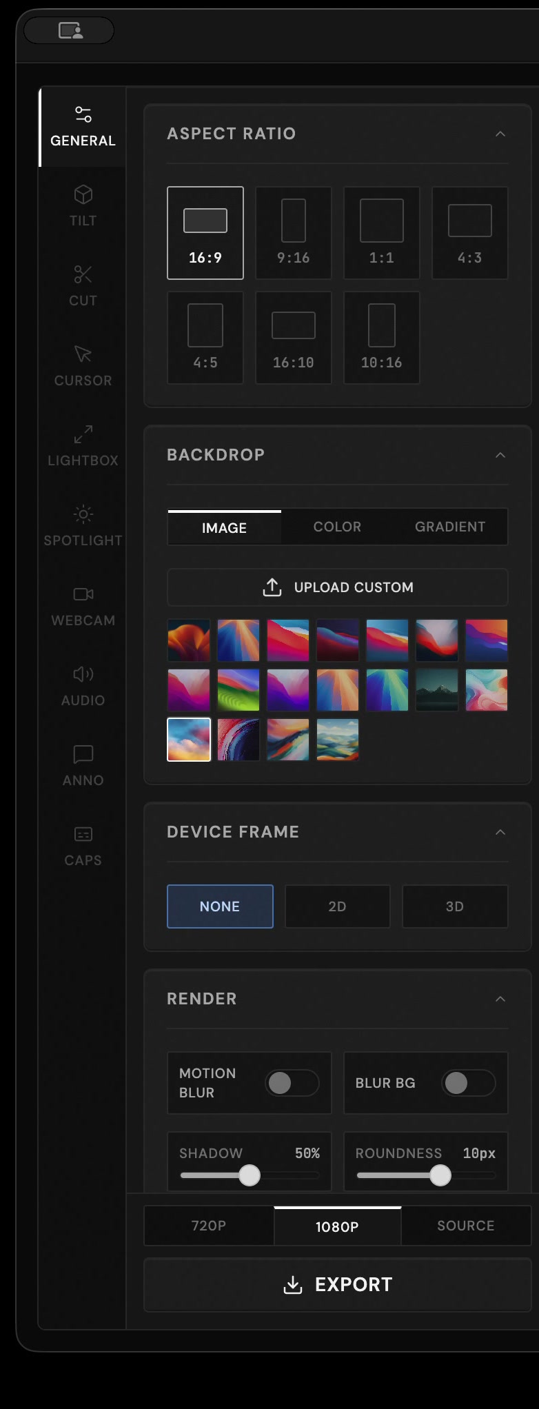 ScreenBuddy — Control panel